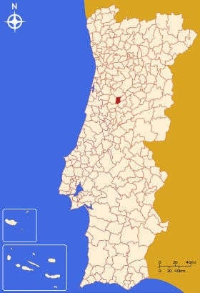 Município de Santa Comba Dão no mapa de Portugal