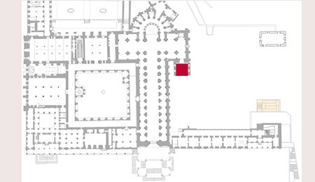 Localização do Panteão Real na planta do mosteiro